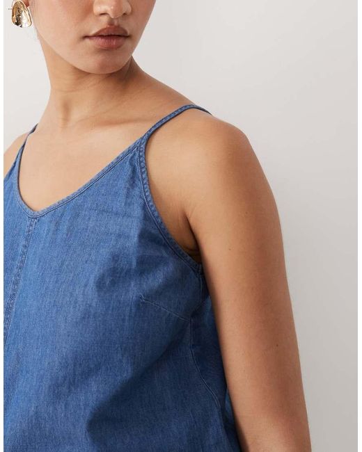 Mama.licious Blue Mamalicious Maternity Cami Strap Chambray Denim Midi Dress