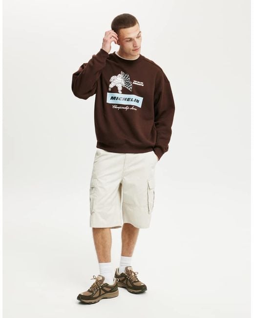 Cotton On Brown Cotton On Michelin Box Fit Crew for men