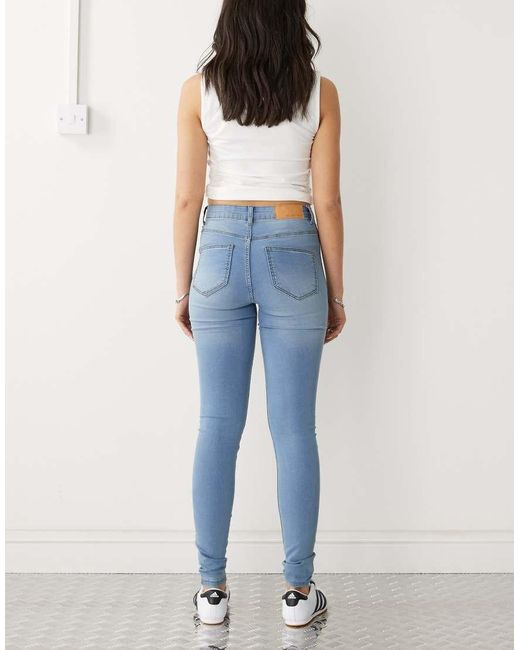 Noisy May Blue Callie High Waisted Skinny Jeans