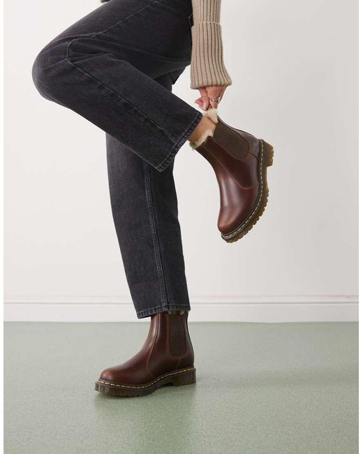 Dr. Martens Black 2976 Leonore Fur Lined Chelsea Boots