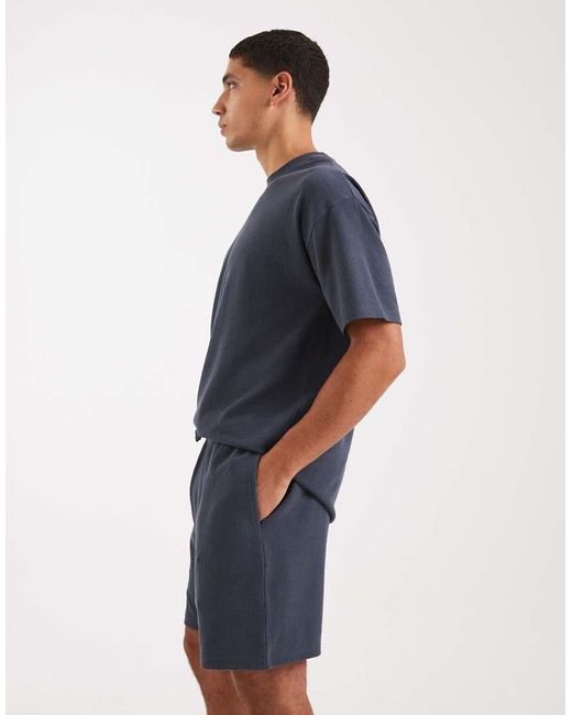 New Look Blue Waffle Shorts Co-ord for men