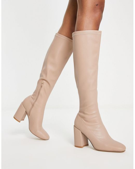 London Rebel Knee-high Sock Boots in Natural | Lyst Canada