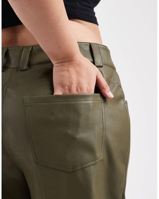 ASOS Green Asos Design Curve Low Rise Menswear Inspired Faux Leather Pants