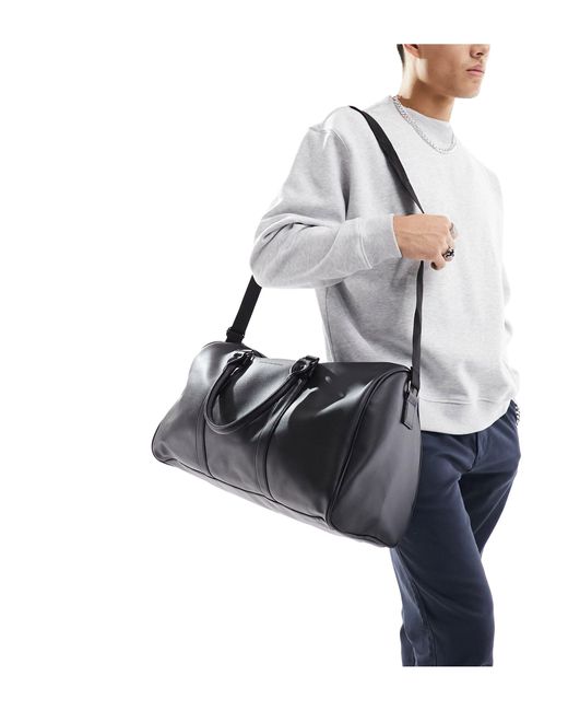 French Connection Black Faux Leather Holdall Bag for men