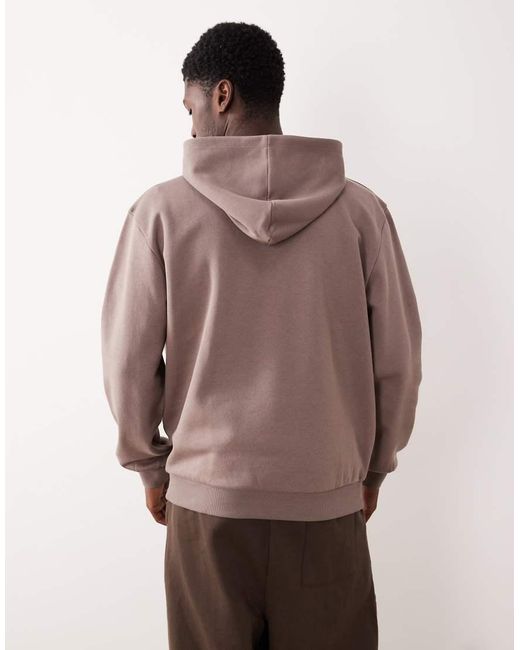 ASOS Brown Relaxed Fit Hoodie With Chest Print for men