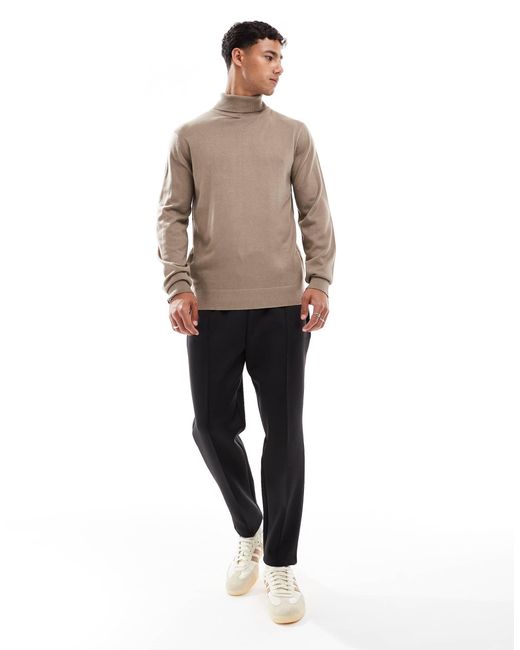 Threadbare Natural Roll Neck Jumper for men