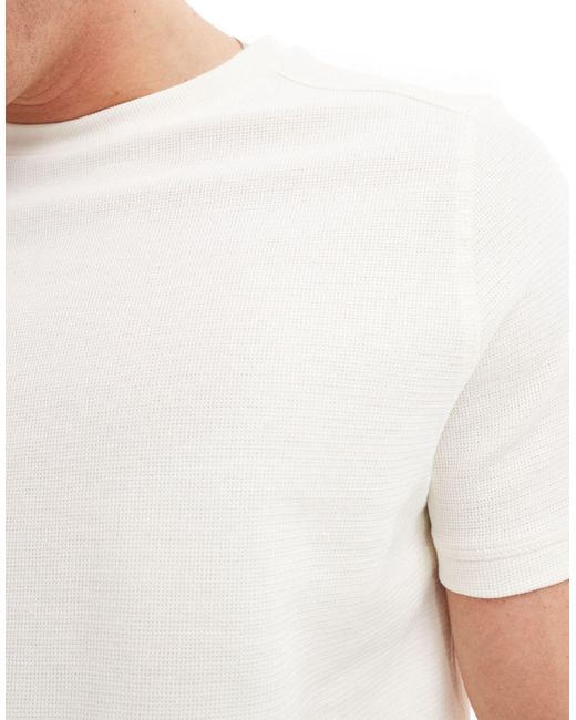 Bershka White Textured Co-ord T-shirt for men