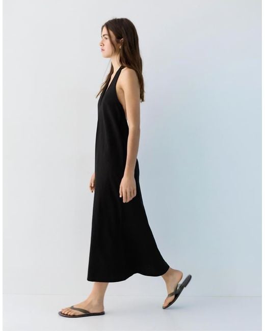 Pull&Bear Black Halter Midi Dress