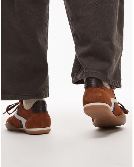 Bronx Brown Park-err Leather Sneakers With Contrast Laces