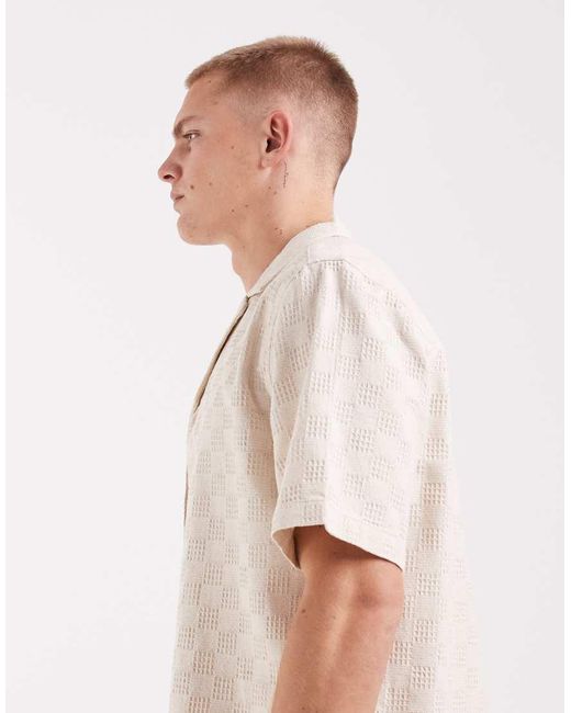 ASOS Natural Co-Ord Textured Shirt for men