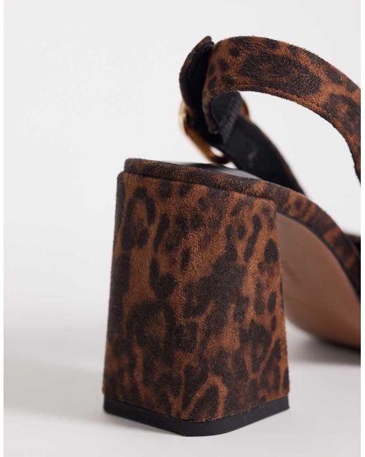 ASOS Brown Wide Fit Surrey High Block Heel Slingback Pumps