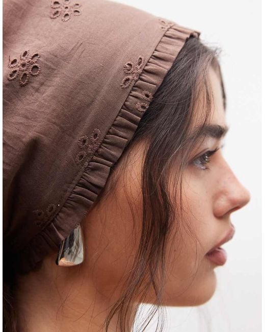 Collusion Brown Broderie Trim Headscarf