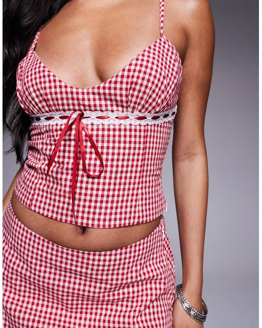 Princess Polly Pink Daydreaming Ribbon & Lace Trim Cropped Cami Top And Mini Skirt Full Set