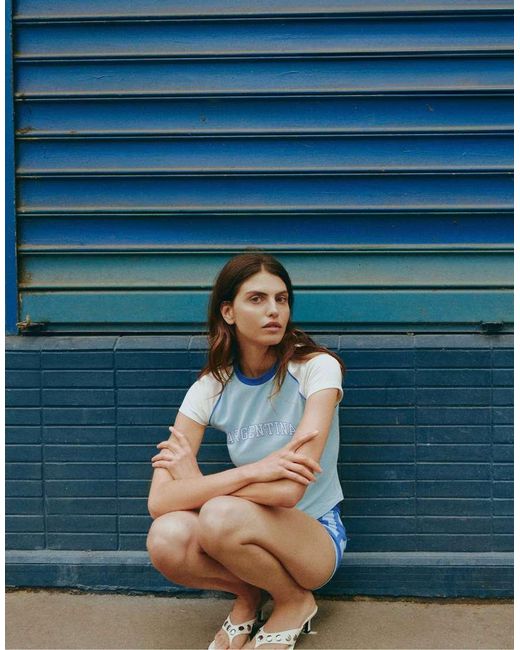 Pull&Bear Blue Argentina Slim Fit Graphic T-shirt