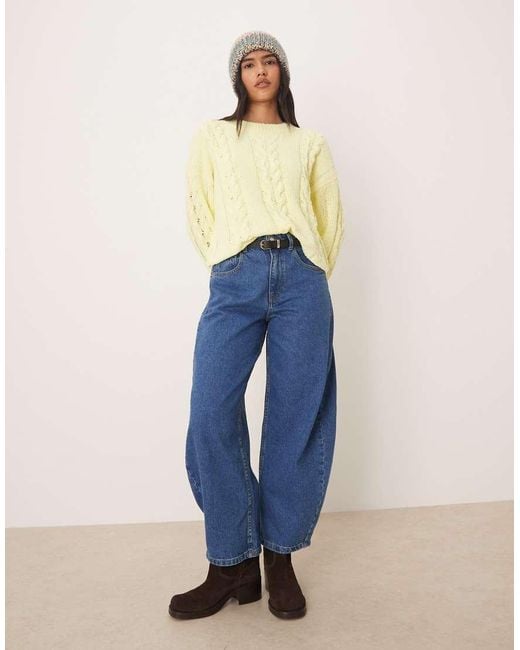 Roxy Blue Chloe Cropped Cable Knit Jumper