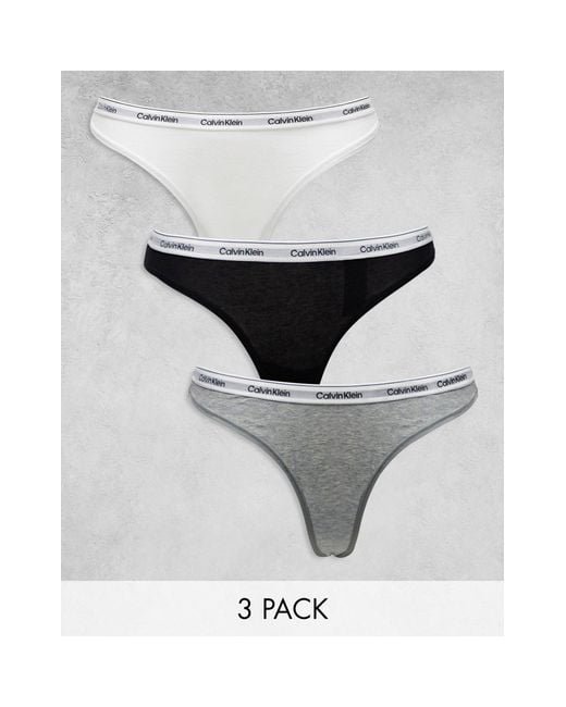 Calvin Klein White 3 Pack Modern Logo Lingerie Thong