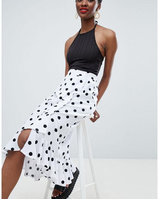 polka dot midi wrap skirt