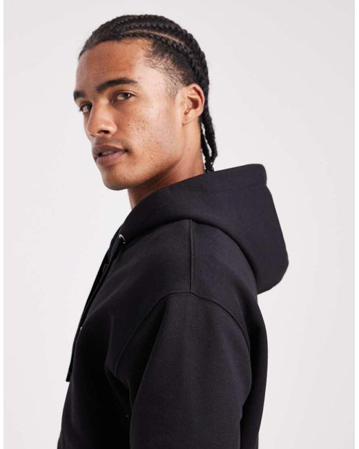 Parlez Blue Zip Through Embroidered Felt Logo Hoodie for men