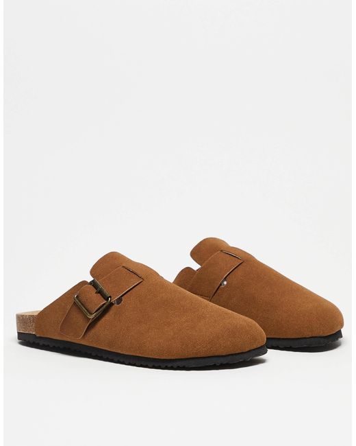 Sandales à enfiler style sabots avec semelle en liège - fauve ASOS pour homme en coloris Black