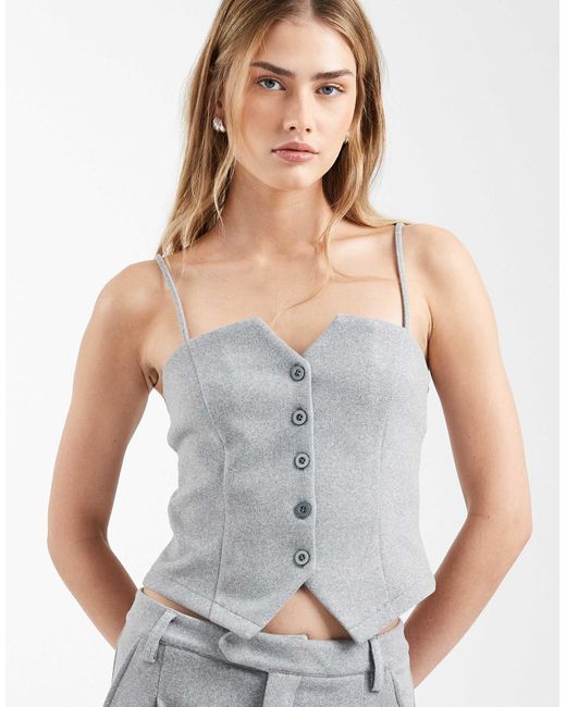 ASOS Gray Brushed Button Detail Cami Vest