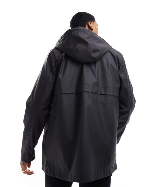 ASOS Black Shower Resistant Rubberised Rain Jacket for men