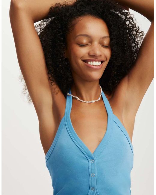 Cotton On White Alexa Button Front Halter