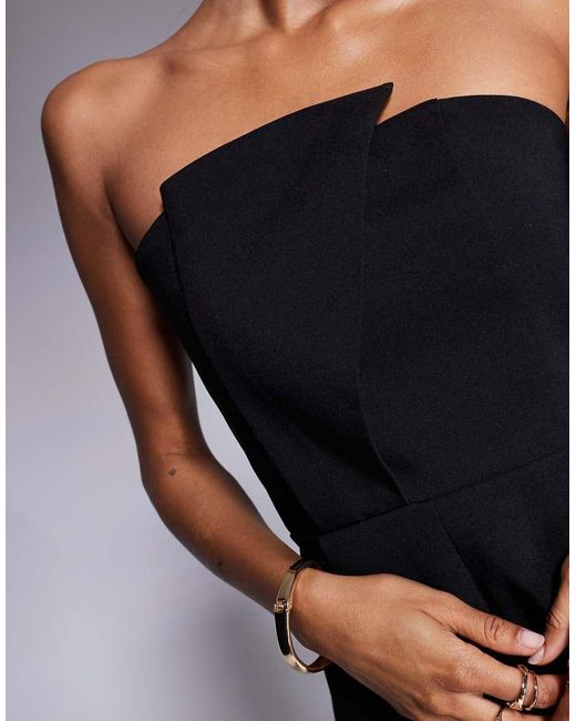 ASOS Sedrapeerde Bandeau Playsuit Met Structuur in het Black