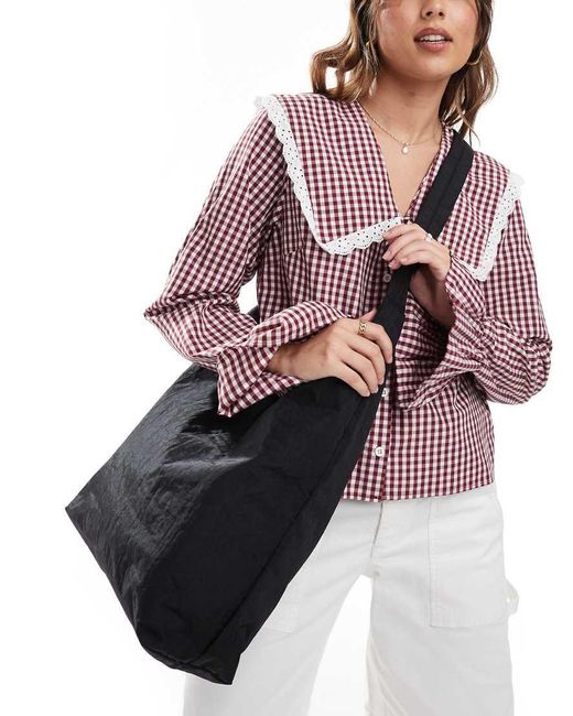 Baggu Black Large Nylon Sling Shoulder Bag