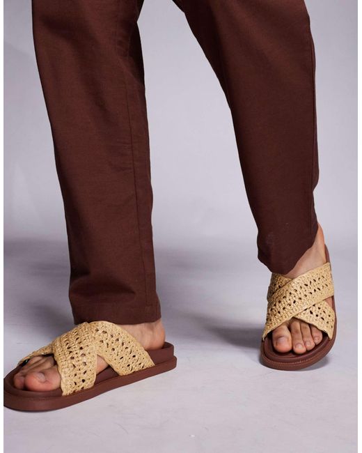 ASOS Brown Cross Over Sandals for men