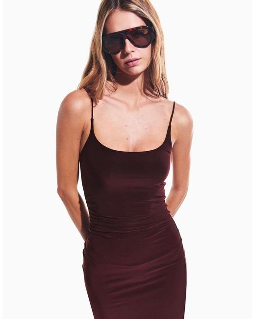 Bershka Gathered Strap Midi Dress