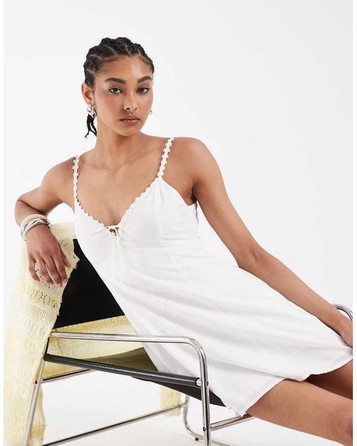 Hollister White V-neck Button Through Mini Dress