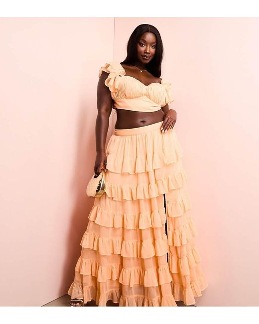 ASOS Curve Beach Tiered Sheer Maxi Skirt in Orange Lyst UK