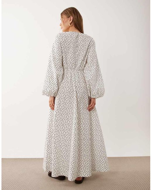 ASOS White Poplin Maxi Dress With Asymmetric Waist And Volume Sleeve