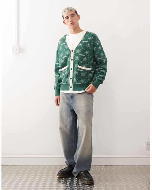 ICECREAM Green Monogram Knitted Cardigan for men