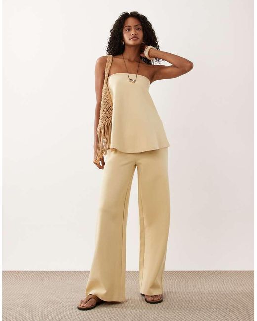 ASOS Natural Interlock Floaty Bandeau Top Co-ord