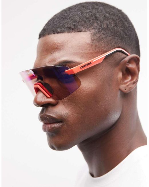 Carrera Red Rectangular Sunglasses With Lenses for men