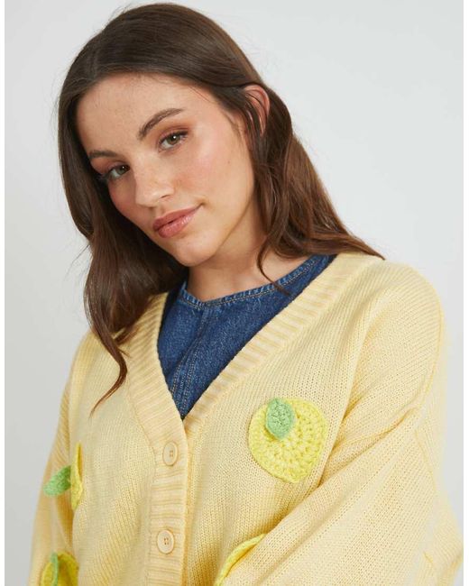 Skinnydip London Yellow London 3D Lemons Knitted Cardigan