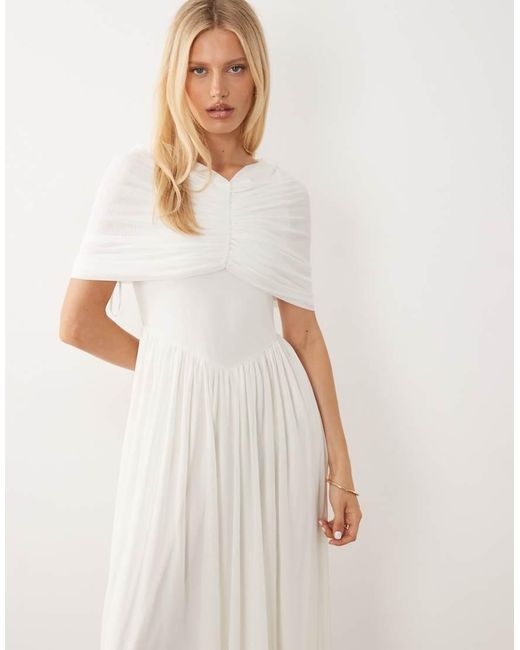 Vero Moda Natural Cape Detail Jersey Maxi Dress