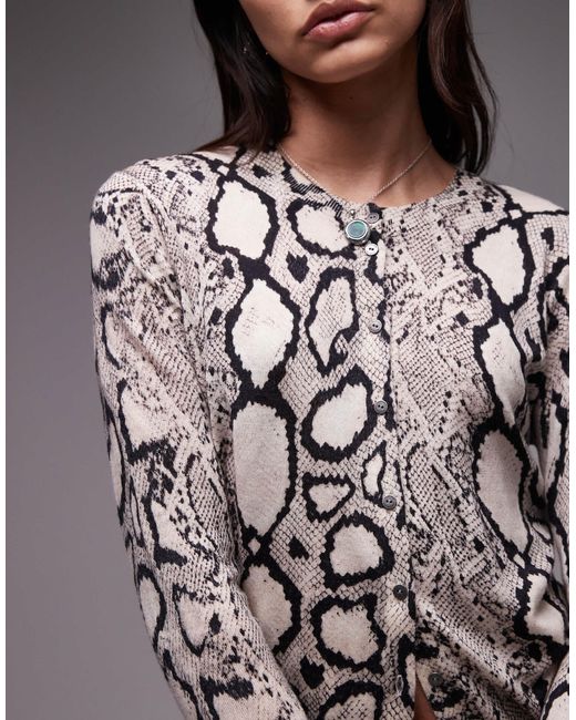 AllSaints Gray Anouk Snake Print Cardigan-white