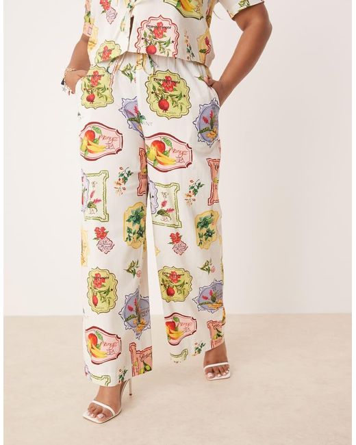 Pantalones De Pernera Recta Con Estampado De Postales De Frutas Shona De (Parte De Un Conjunto) Nobody's Child de color Metallic