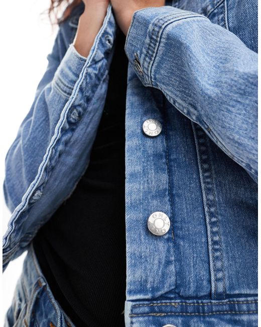 ONLY Blue Fitted Denim Jacket