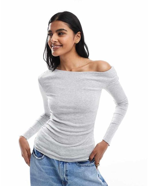 Cotton On White Marlow Asymmetrical Long Sleeve Top