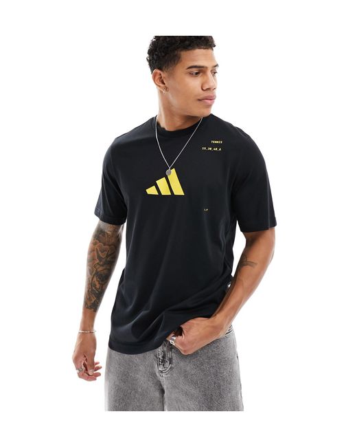 Adidas - tennis - t-shirt nera con grafica sul retro di Adidas Originals in Blue da Uomo