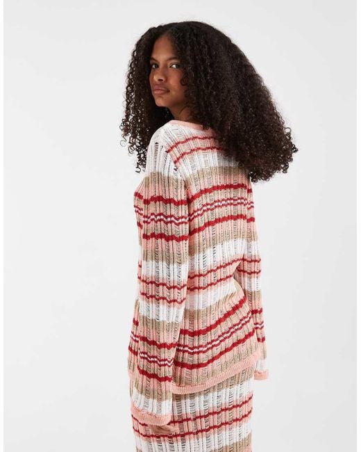 ASOS Red Knitted Ladder Stitch Cardigan Co-ord