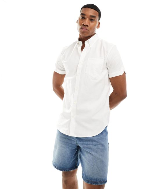 Camicia oxford bianca a maniche corte di Ben Sherman in White da Uomo