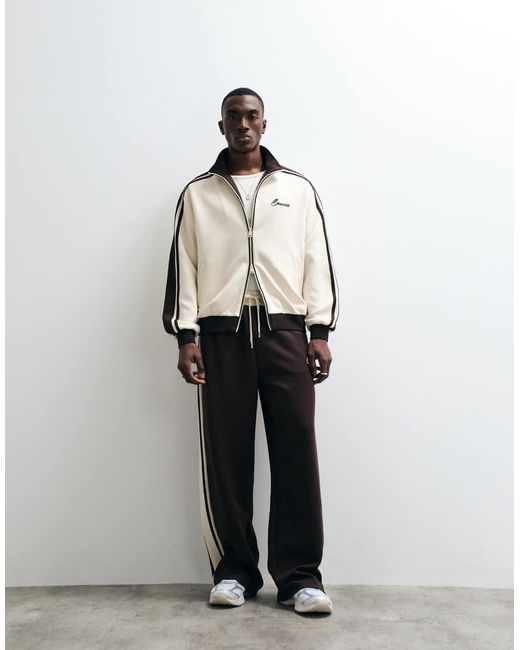 CERNUCCI Natural Zip Through Track Jacket With Contrast Panel Detail for men