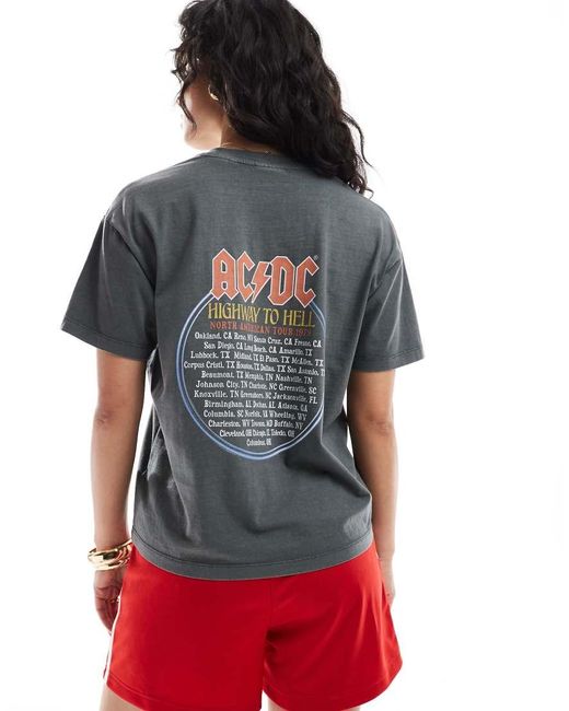 JJXX Gray Boxy T-shirt With Ac/dc Print