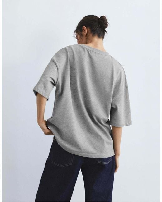Pull&Bear Gray Oversize Short Sleeve T-Shirt