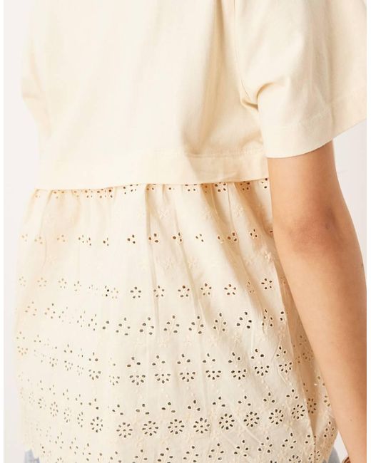 ASOS White Oversized T-Shirt With Broderie Back Detail