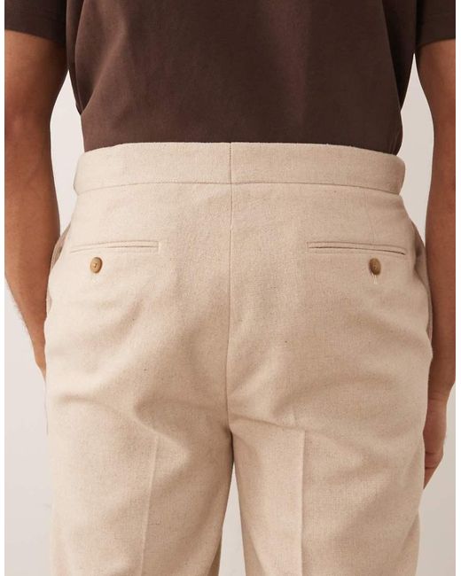 ASOS Brown Tailored Tapered Trousers With Wool Blend for men